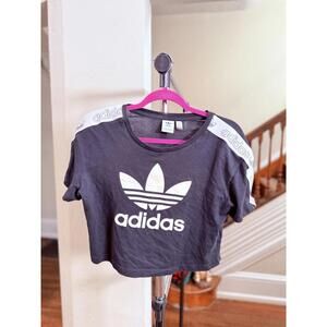 Adidas Women's Black Crop Top with Logo